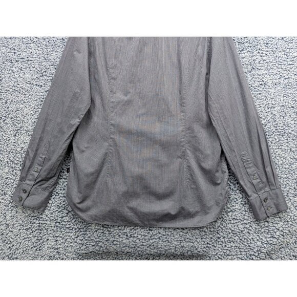 John Varvatos Button Up Shirt Mens M Long Sleeve Lightweight Striped Office Gray - Picture 7 of 11